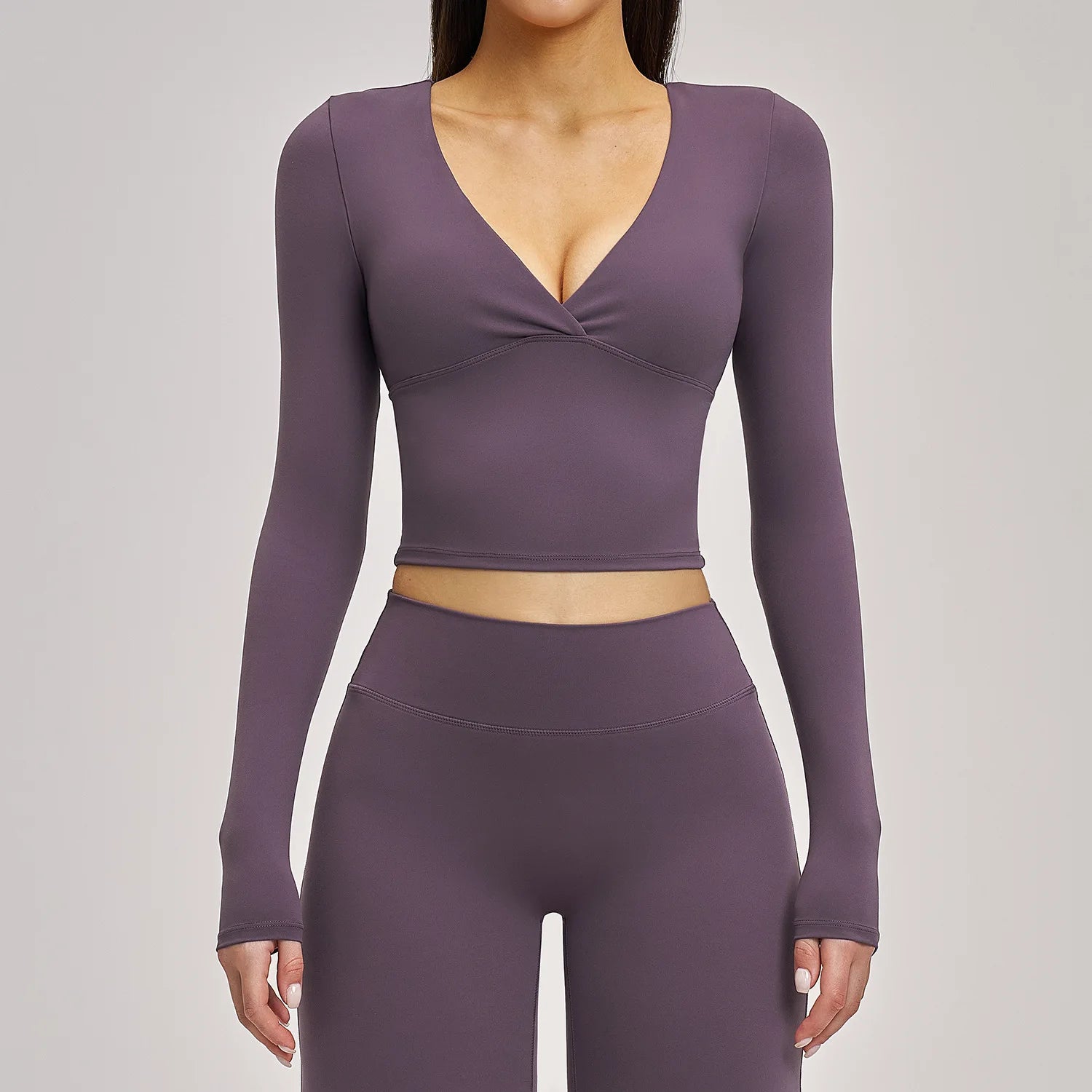 JUREN Yoga Long Sleeve Workout Top Gym Pilates Clothes Women Active Wear Sports Shirt Elastic Fitness Yoga Casual Running Shirts
