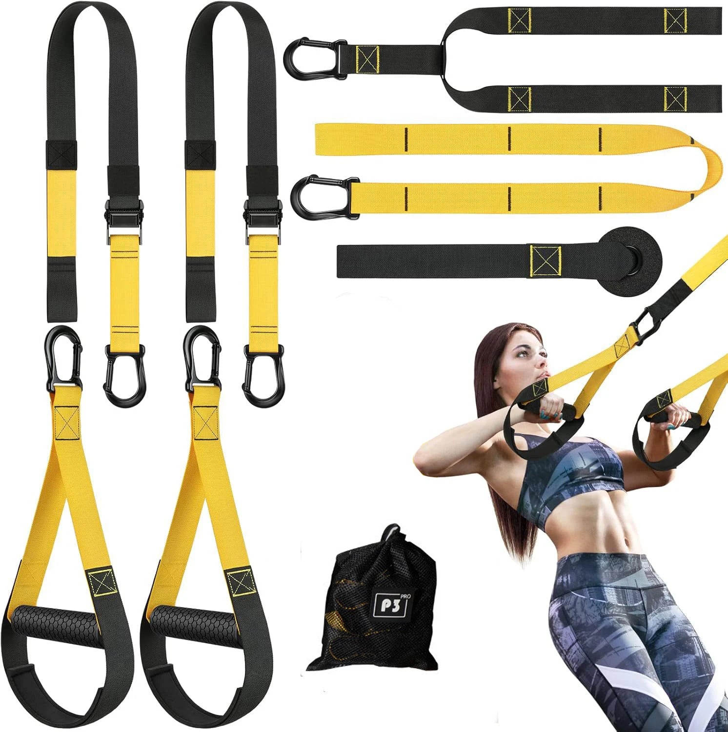 Suspension Training Strap Fitness Strength Power Suspension Trainer Adjustable Yoga Strap Wall Mount Professional Tensioner