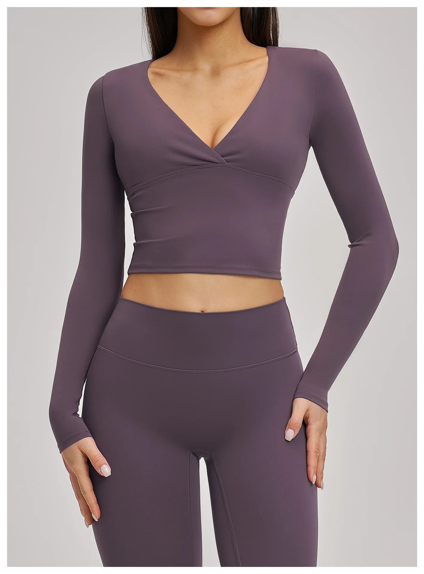 JUREN Yoga Long Sleeve Workout Top Gym Pilates Clothes Women Active Wear Sports Shirt Elastic Fitness Yoga Casual Running Shirts