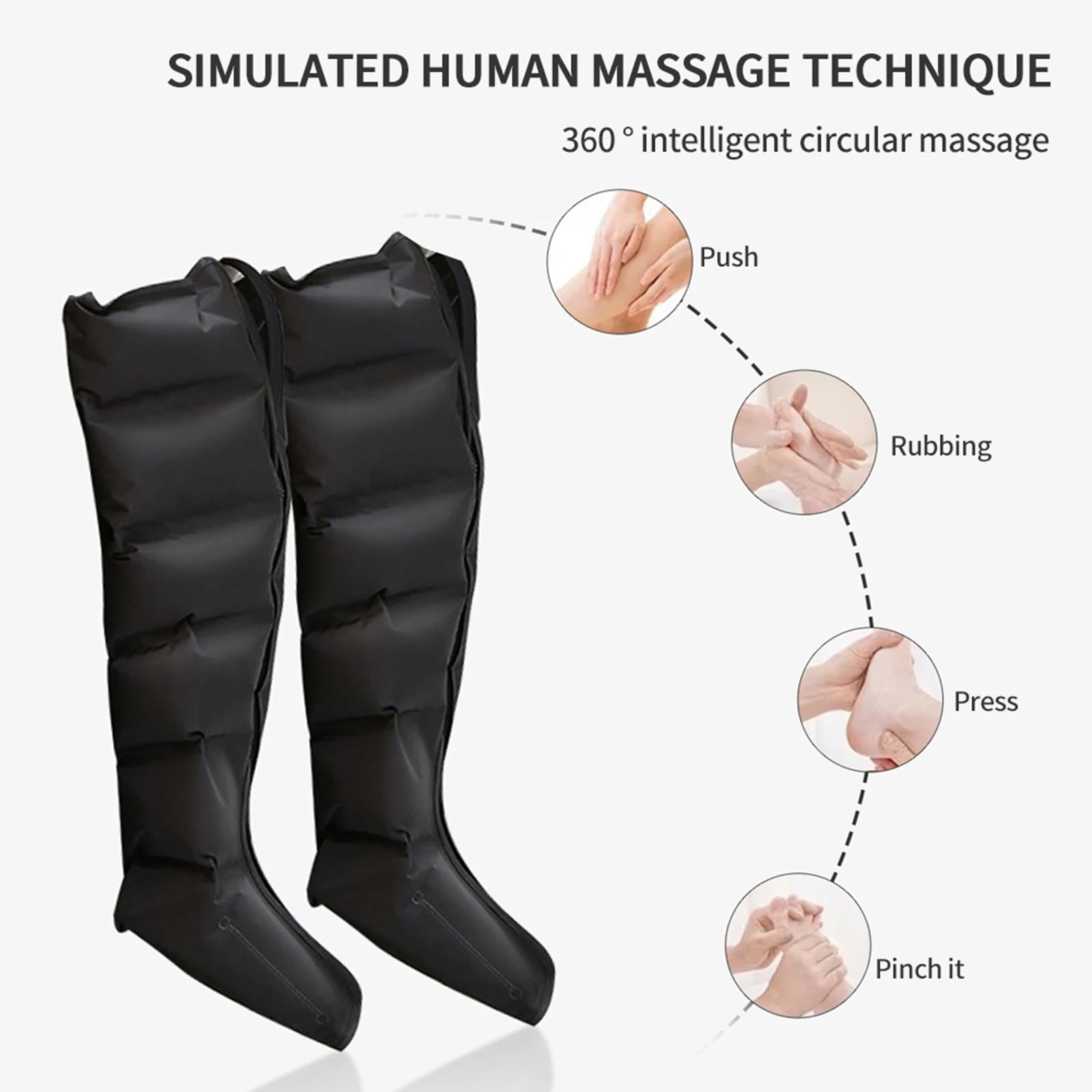 Air Compression Leg Massage 6 Airbag Pneumatic Boots Used for Circulation and Leg Muscle Relaxation to Relieve Varicos Veins
