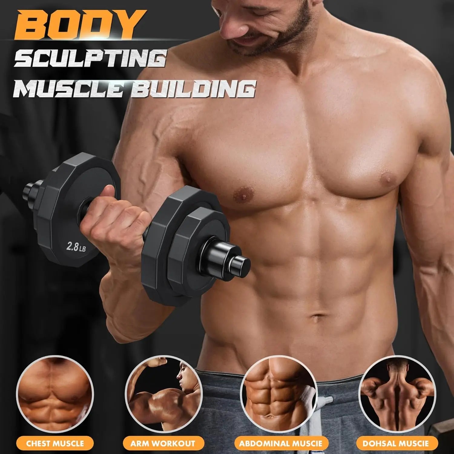 Adjustable Dumbbell Sets 22-88Lbs Solid Steel Barbell Free Weight Home Gym Equipment for Men Women Strength Training
