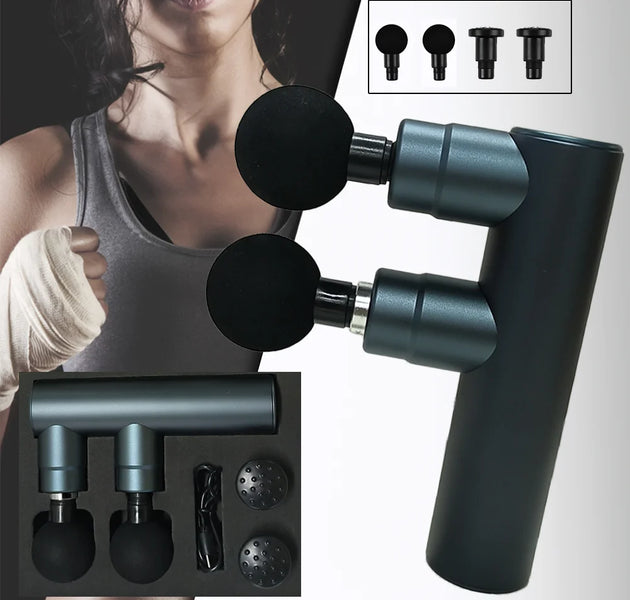 Muscle Electric Massage Gun USB Charging High Frequency Double Head Body Relax Portable Massage Gun with Bag for Sports Gift