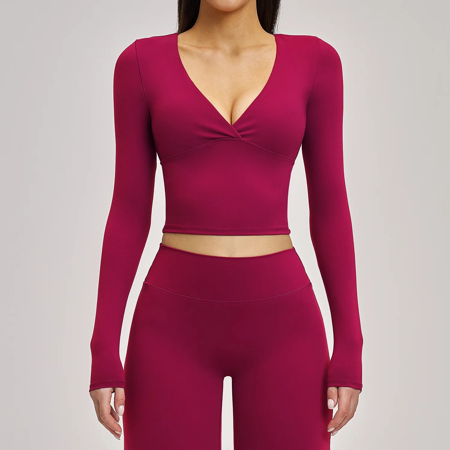 JUREN Yoga Long Sleeve Workout Top Gym Pilates Clothes Women Active Wear Sports Shirt Elastic Fitness Yoga Casual Running Shirts