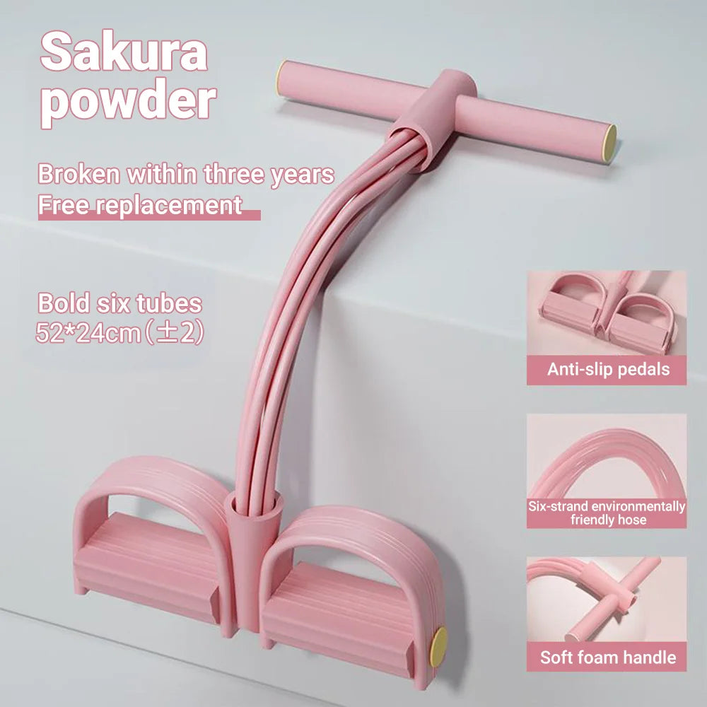 6-Tube Resistance Band Non-Slip Handles Household Fitness Yoga Abdominal Strengthening Sit-Up Assistive Sports Exercises At Gym