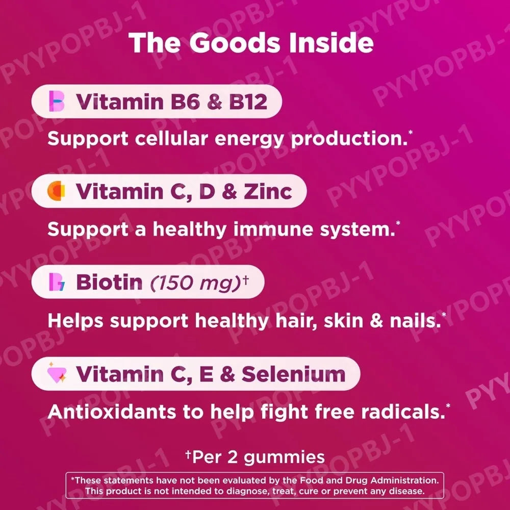OLLY Women's Multivitamin Gummy, Vitamins A, D, C, E, Biotin, Folic Acid, Adult Chewable Vitamin, Berry Flavor, 45 Day Supply