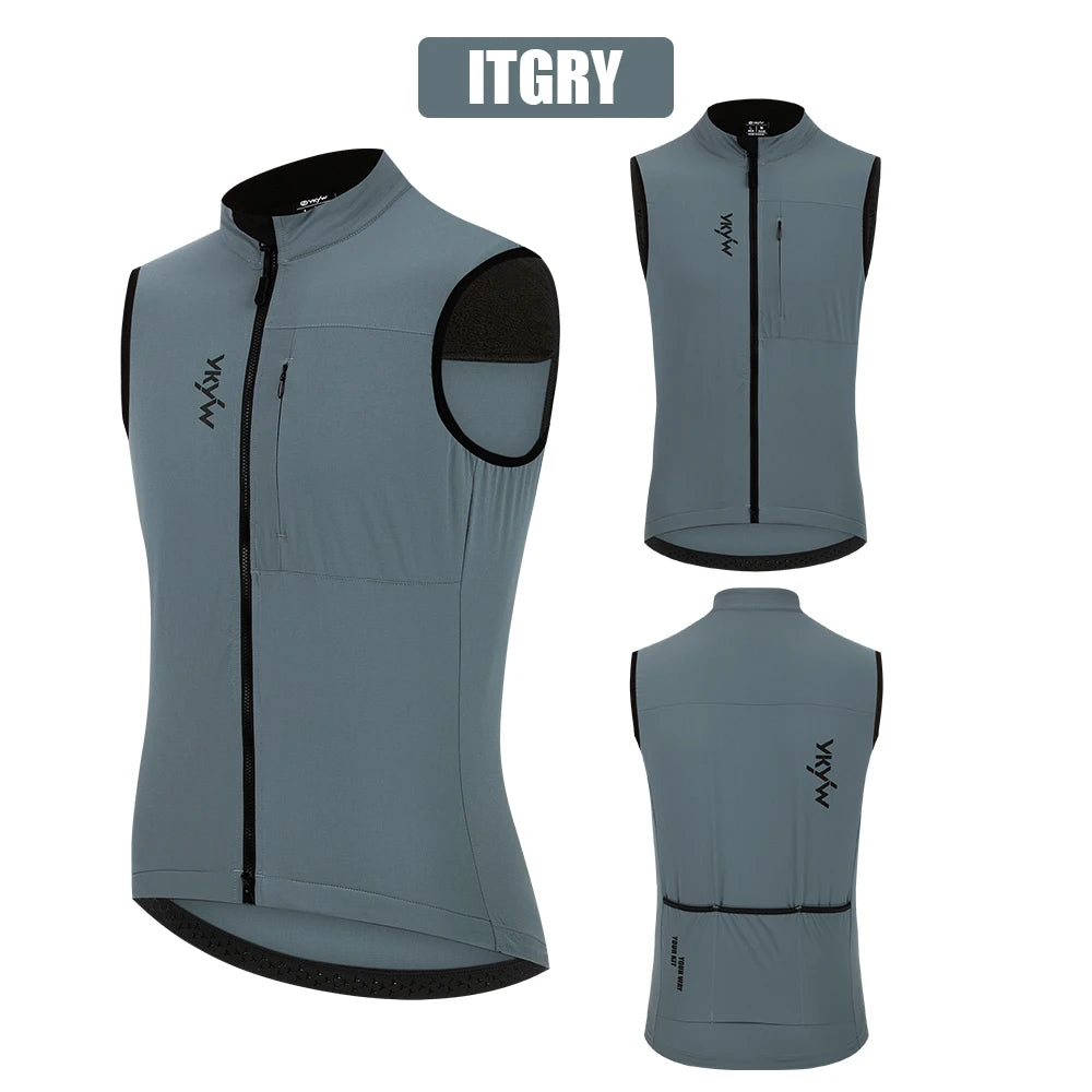 YKYW Cycling Vest Winter Waterproof Fleece Liner Rear Anti-slip Gripper Thermal Windproof Moisture Wicking 4 Pockets 7 color