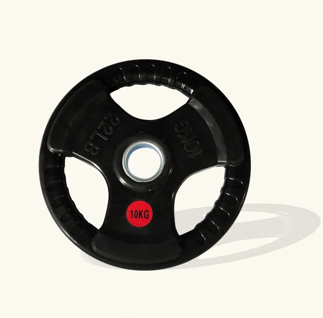 Weightlifting Hard Pull Rubber Barbell Plates Large Hole Bar Barbell Plates Three Hole Handheld Barbell