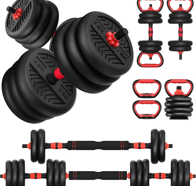 Adjustable Dumbbell Set 20-80lbs, 4-in-1 Free Weights for Home Gym, Barbell/Kettlebell/Push Up Stand for Men & Women