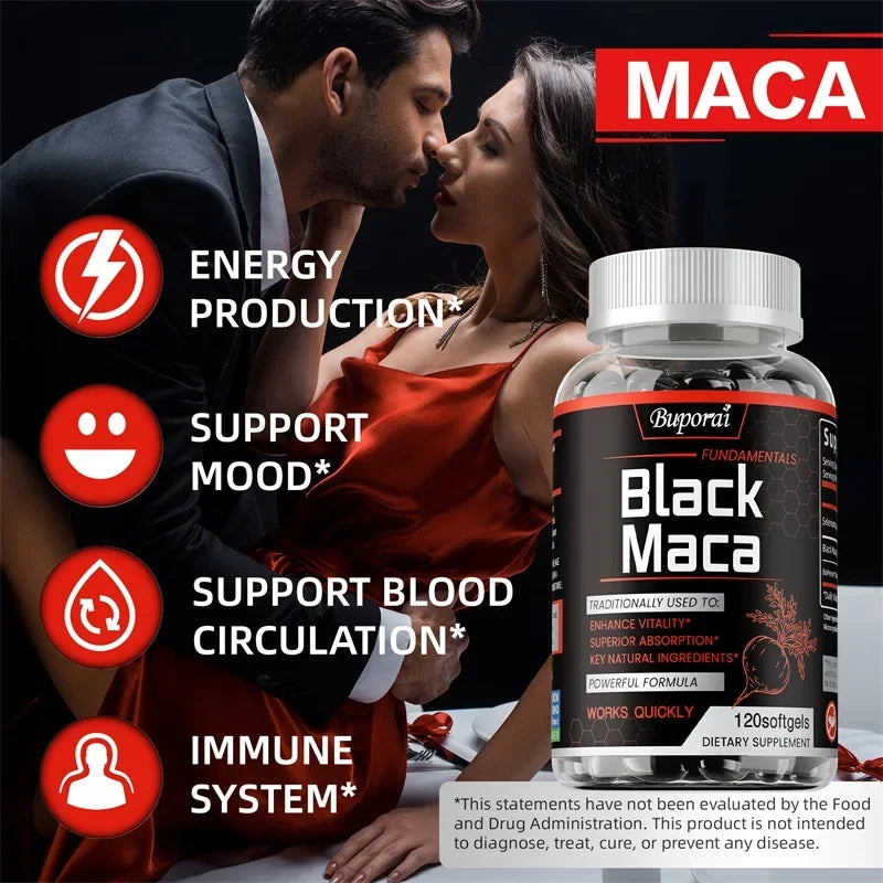 Black Maca Supplement - Increase Muscle Mass, Hormone Balance, Improve Energy and Endurance, Super Absorption, Relieve Fatigue