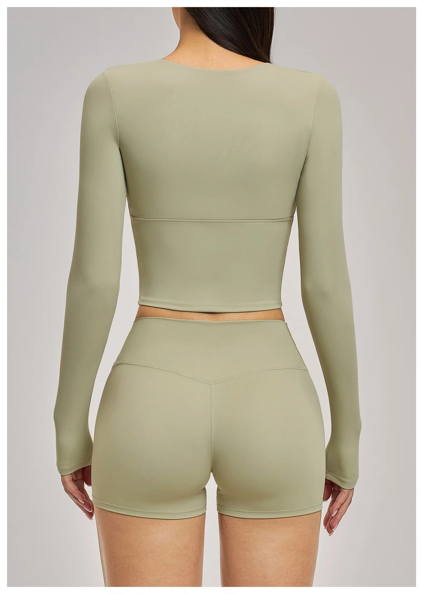 JUREN Yoga Long Sleeve Workout Top Gym Pilates Clothes Women Active Wear Sports Shirt Elastic Fitness Yoga Casual Running Shirts
