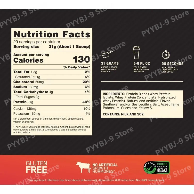 Whey Protein Powder Chocolate Flavor, 24g Protein Per Serving, Instant Mix Drink, 2LB 29 Servings, Gluten Free, Sports Nutrition