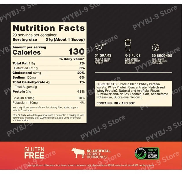Whey Protein Powder Chocolate Flavor, 24g Protein Per Serving, Instant Mix Drink, 2LB 29 Servings, Gluten Free, Sports Nutrition