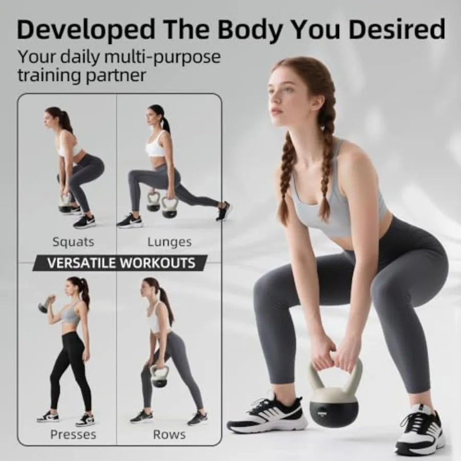 RUNWE Soft Kettlebell Sand Filled for 25 20 15 10 5 LB Soft-Sided Cushioned Base Safety Guaranteed Ideal for Men Women Beginner