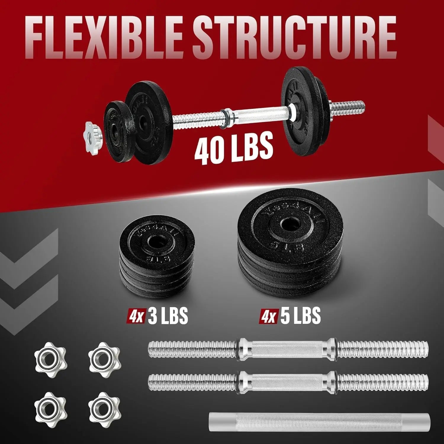 Adjustable Dumbbell Set with Weight Plates, Star Lock Collars, 40-200lbs Adjustable Weights for Home Gym