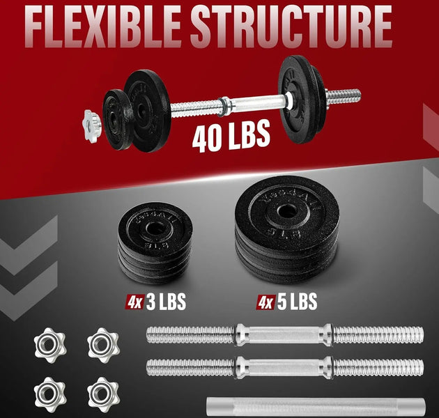 Adjustable Dumbbell Set with Weight Plates, Star Lock Collars, 40-200lbs Adjustable Weights for Home Gym