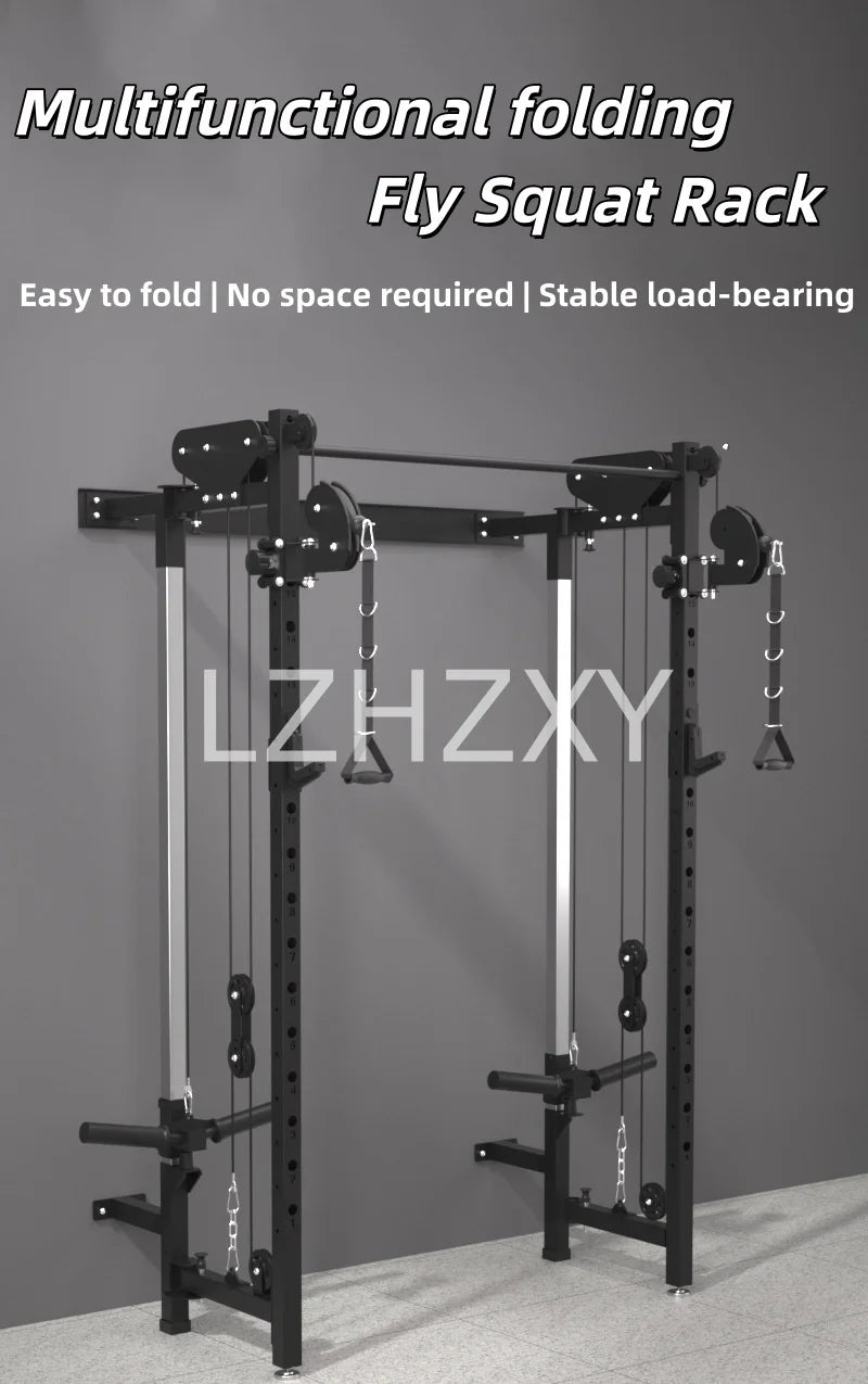 Foldable squat rack wall bird comprehensive trainer free bench press high pull-down Large Fitness Equipment Integrated