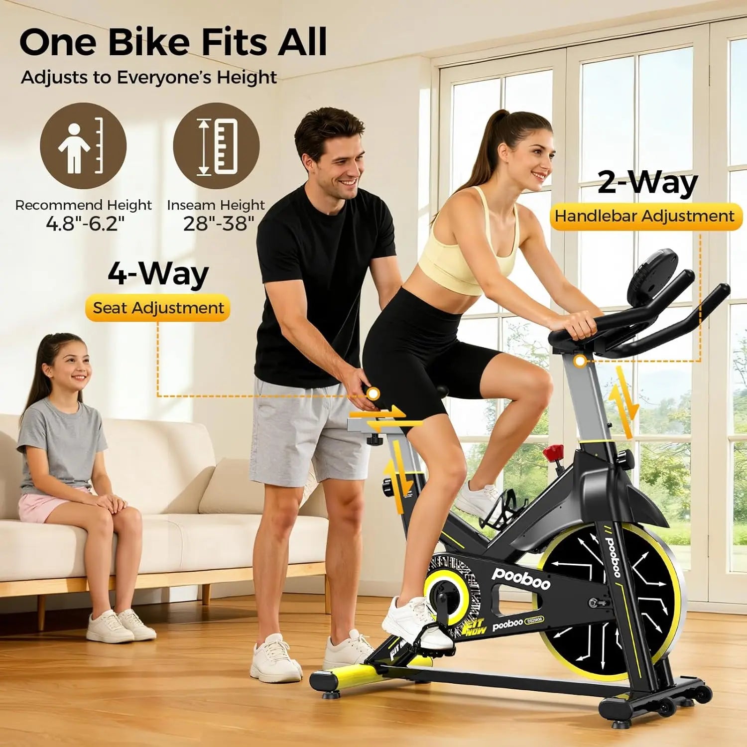 Magnetic Exercise Bike, Quiet Stationary Bike with APP and 350lbs Weight Capacity, Indoor Cycling Bike with LCD, Customized