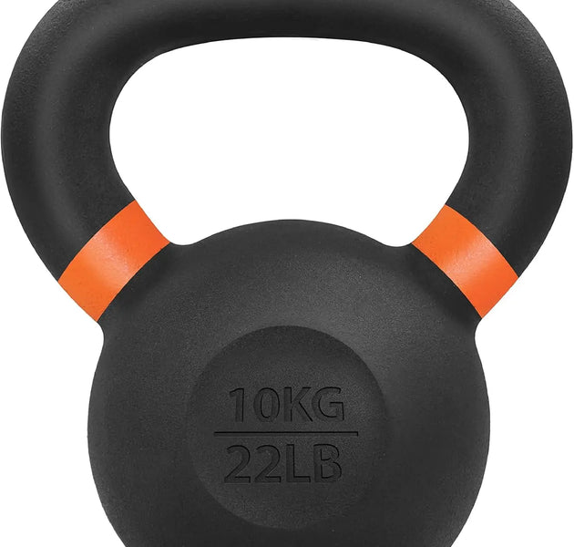 Powder Coated Kettlebell with Non-Slip Handle and Flat Bottom for Strength Training, 9lb to 71lb Options