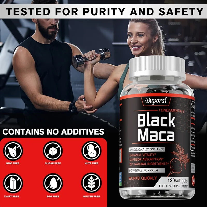 Black Maca Supplement - Increase Muscle Mass, Hormone Balance, Improve Energy and Endurance, Super Absorption, Relieve Fatigue