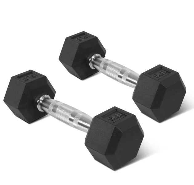 Non-Slip Grip Dumbbell, Rubber Hex, 5 lbs, 2 Count,Easy to store and carry