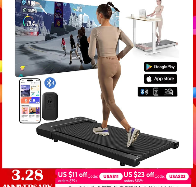 300lbs Treadmill for Home 2.5HP Treadmills Walking Pad LCD Digital Data Display 2in1 Walking Running Fitness Exercise Machine