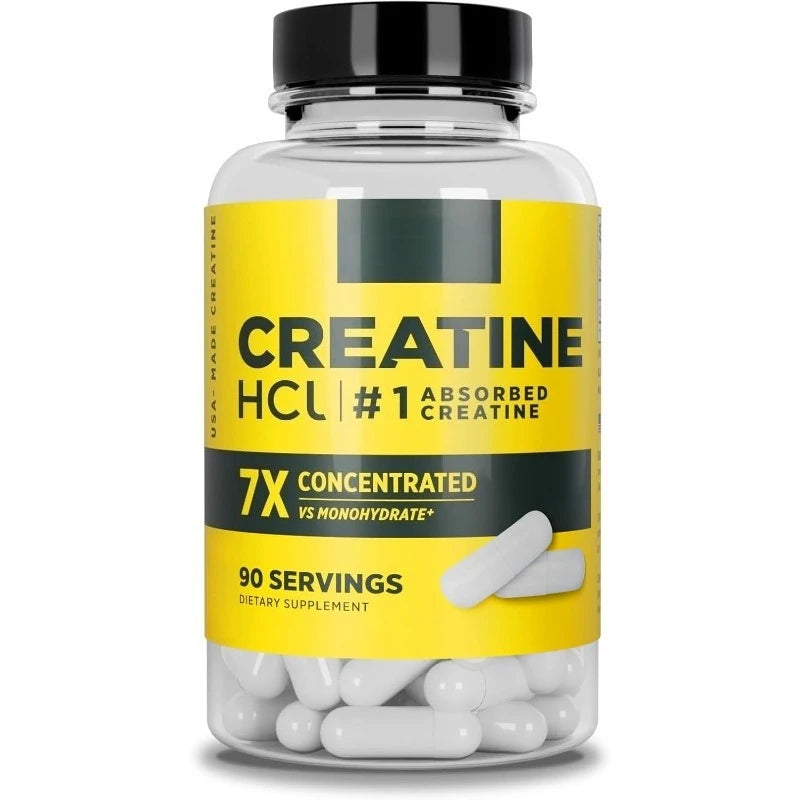 Creatine HCl Capsules High Absorption Supports Physical Performance Energy Metabolism Fitness Supplement 90 Capsules for Adult