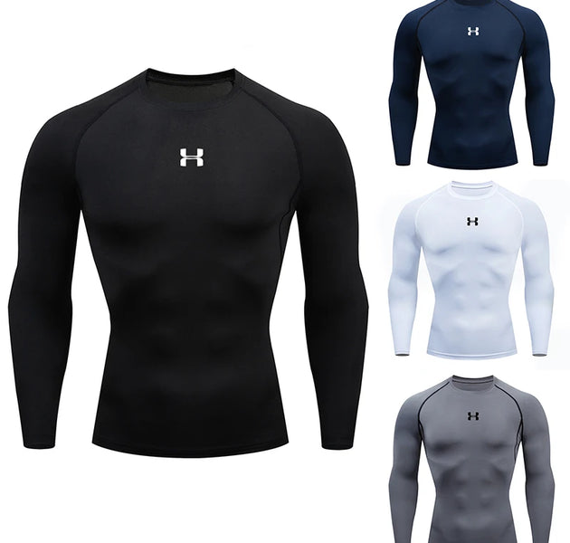 Men Running Compression T-shirt Long sleeves Sport Tees Gym Fitness Sweatshirt Male Jogging Tracksuit Homme Athletic Shirt Tops