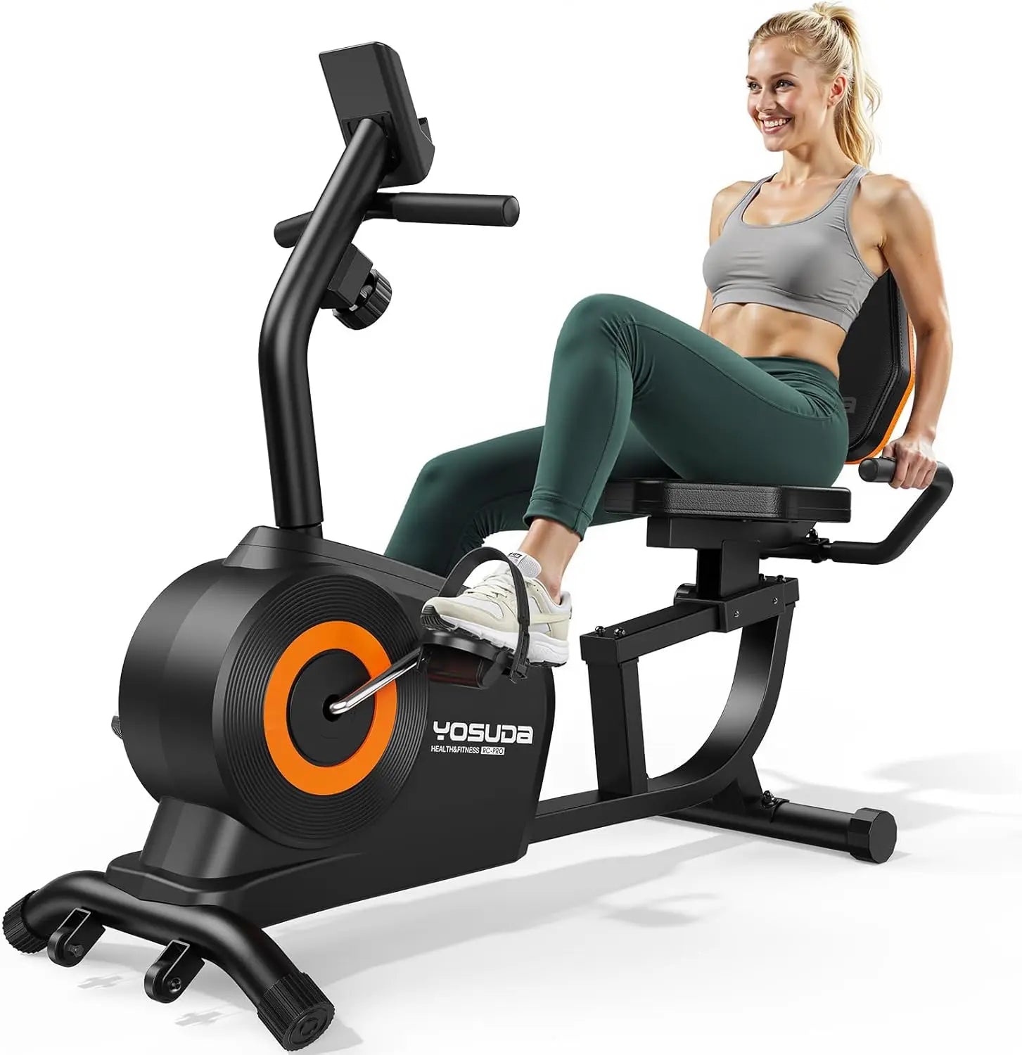 YOSUDA Recumbent Exercise Bike for Home,Magnetic Staionary Bike with Adjustable Seat,350LB Capacity,LCD Monitor