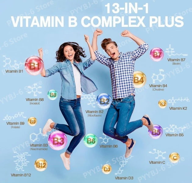 Vitamin B Complex Plus13-in-1 120Vegan Capsules Energy Support Immune Health Nerve Function Skin Wellness Antioxidant Supplement