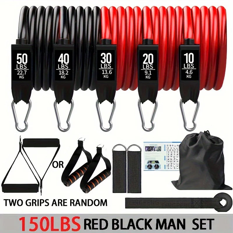 Resistance Bands Set 250lbs Elastic Exercise Bands with Door Anchor, Handles, Ankle Straps and Carry Bag, Indoor Outdoor Fitness