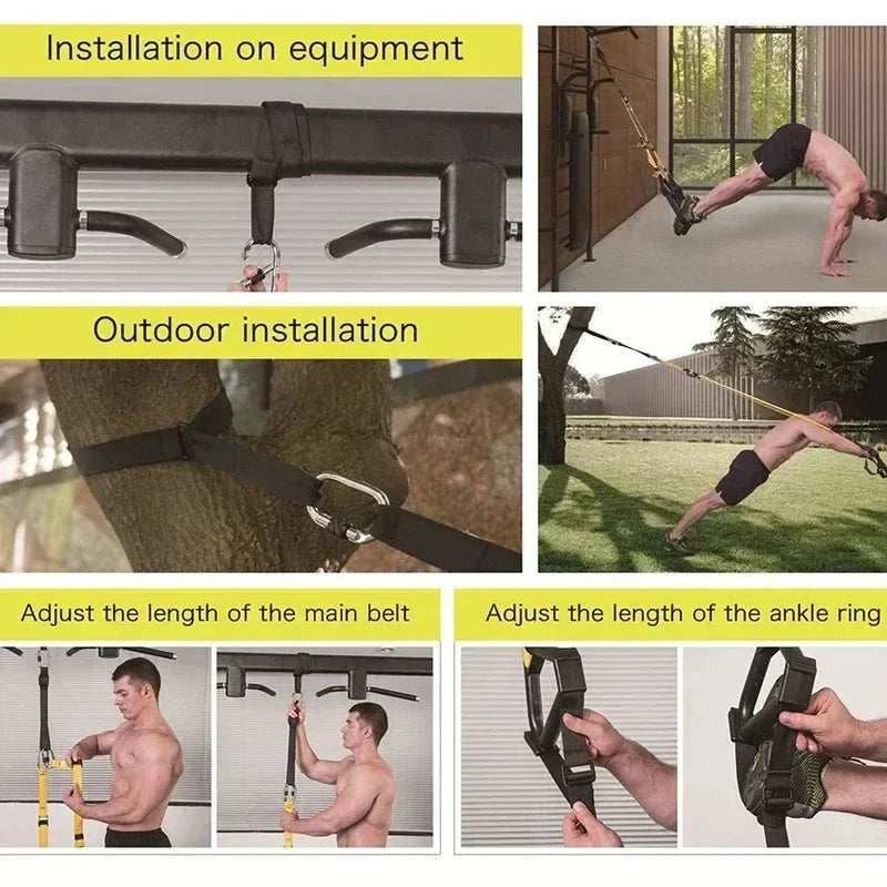 1Set Suspension Training Strap Fitness Strength Power Suspension Trainer  Yoga Strap Wall Mount Professional Trx Tensioner