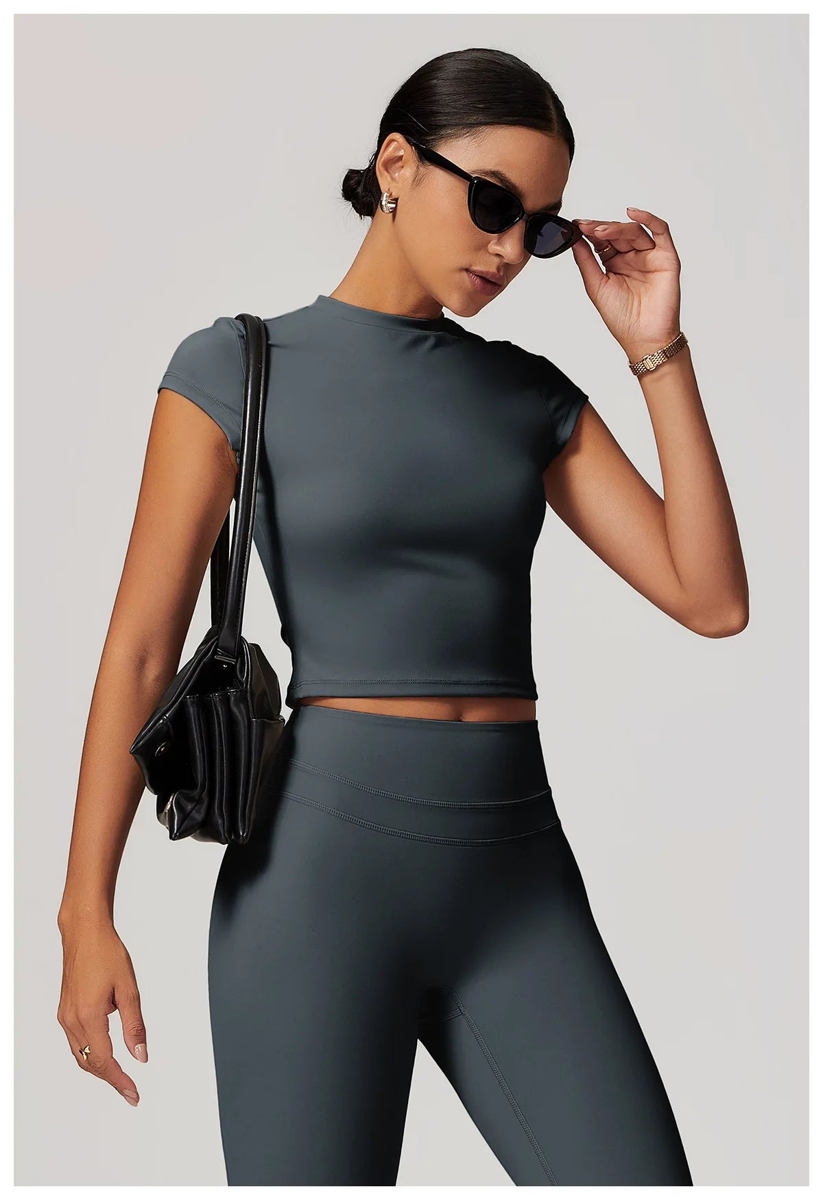 JUREN Women Clothes Yoga Top Sport T Shirt Fitness Clothes Short Sleeve Yoga Shirt Gym Top Workout Running Active Wear Sport Top