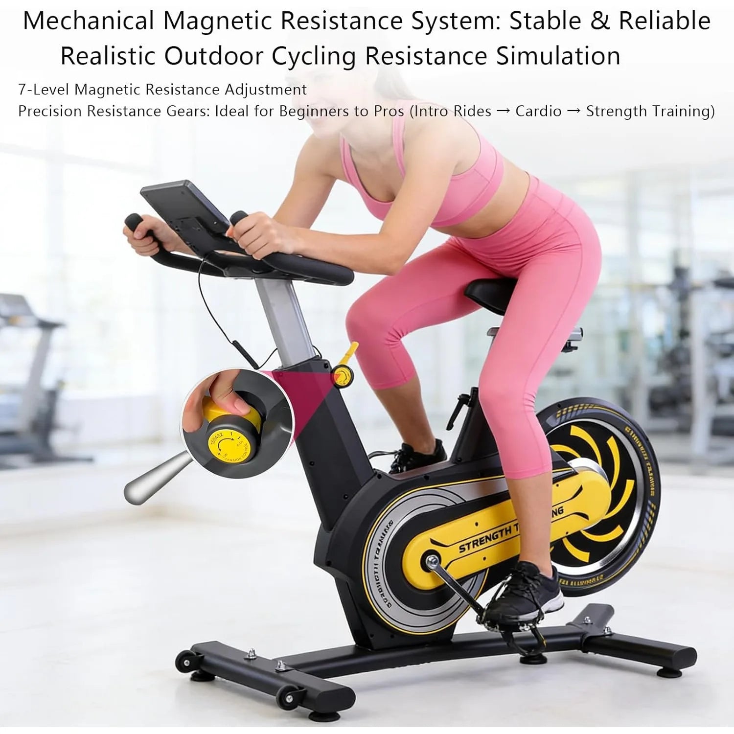 Exercise Bike Magnetic Stationary Bike For Home 7-level Resistance Adjustment Function, Compact Indoor Exercise Bike, Customized