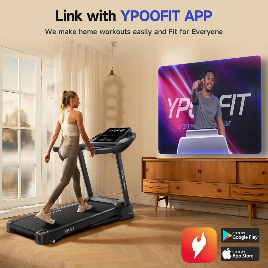 Compact and AutoFoldable Walking Pad Treadmill for Home Use with Adjustable Incline Supports Up to 300 lbs Builtin Bluetooth fo