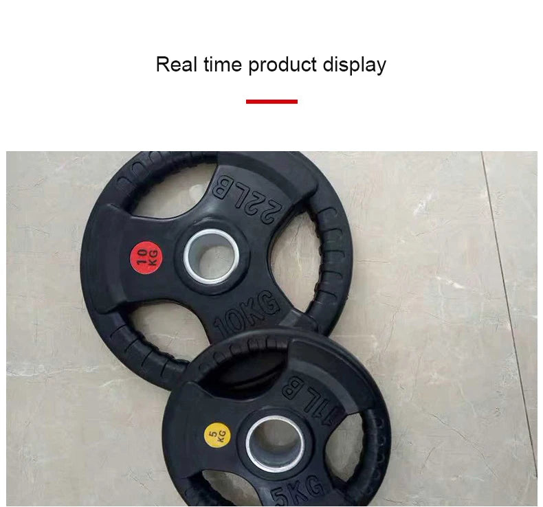 Weightlifting Hard Pull Rubber Barbell Plates Large Hole Bar Barbell Plates Three Hole Handheld Barbell