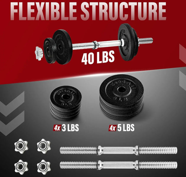 Adjustable Dumbbell Set with Weight Plates, 40lbs to 200lbs, Star Lock Collars for Home Gym