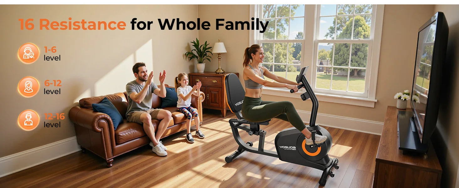 YOSUDA Recumbent Exercise Bike for Home,Magnetic Staionary Bike with Adjustable Seat,350LB Capacity,LCD Monitor