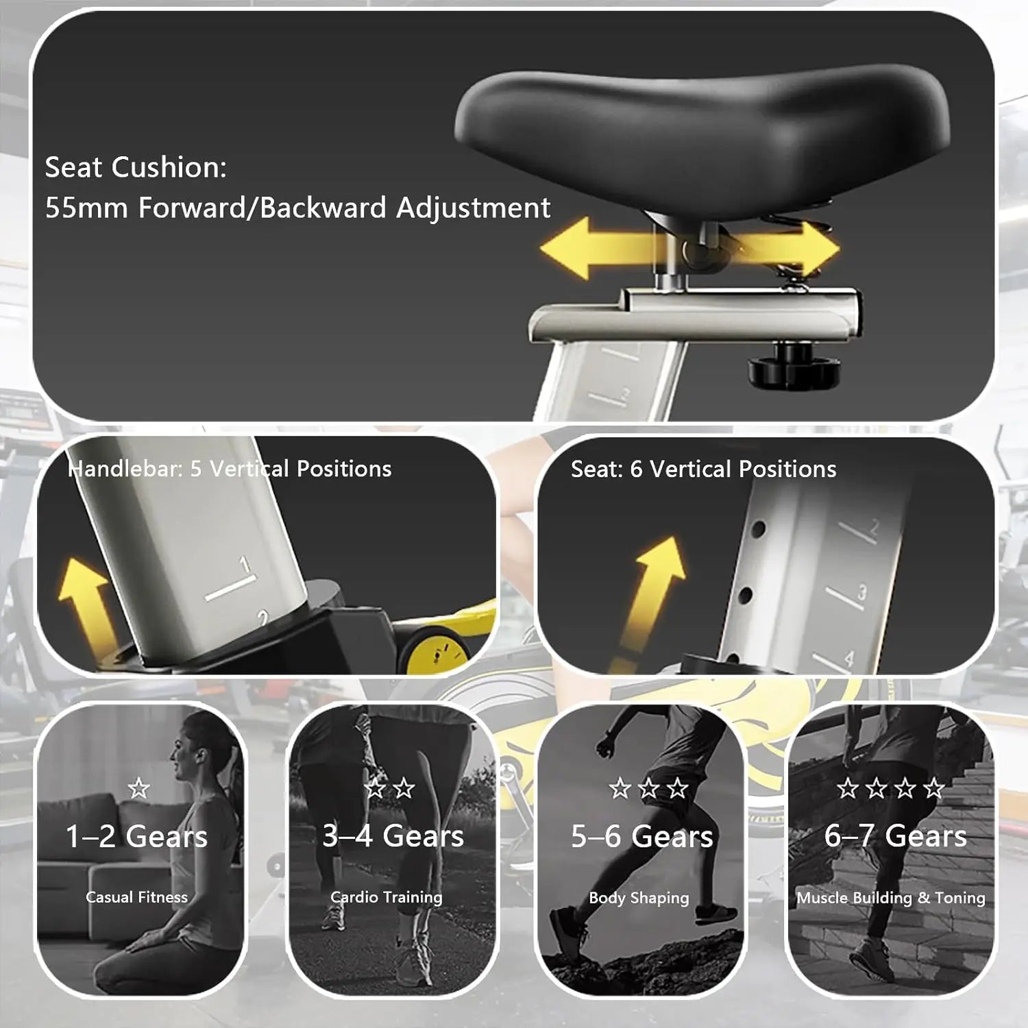 Exercise Bike Magnetic Stationary Bike For Home 7-level Resistance Adjustment Function, Compact Indoor Exercise Bike, Customized