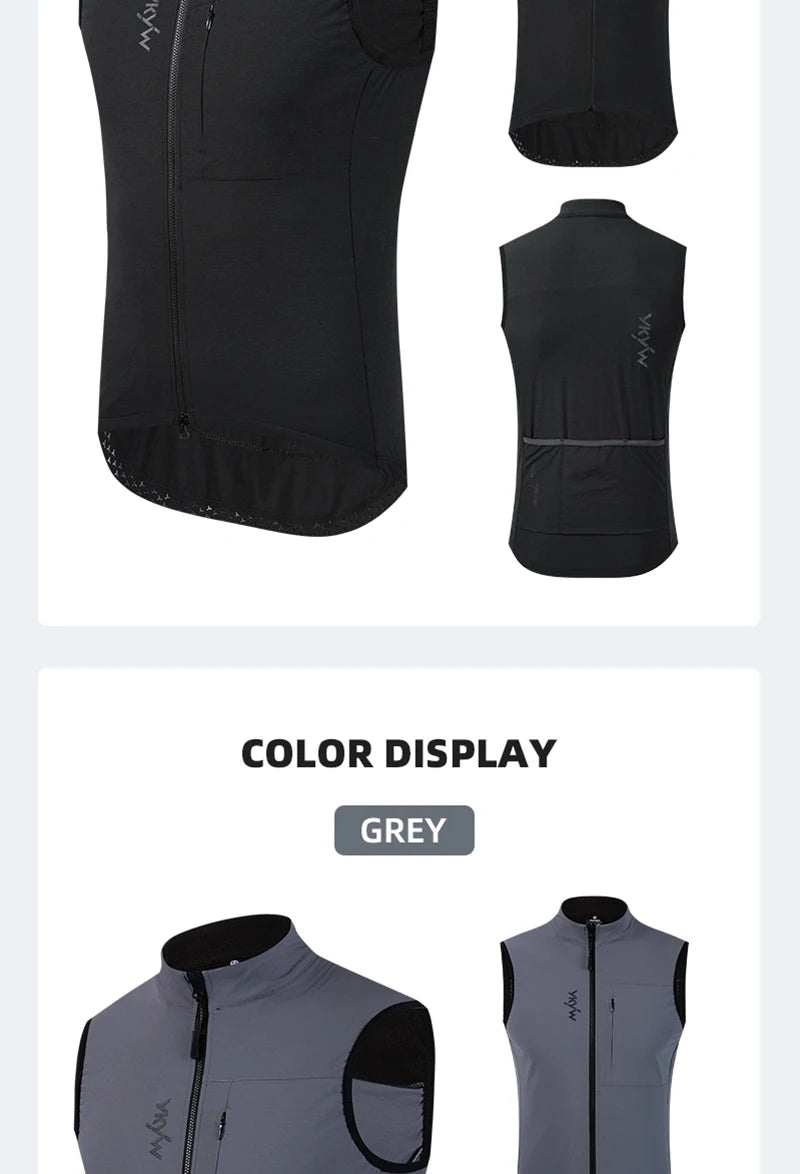 YKYW Cycling Vest Winter Waterproof Fleece Liner Rear Anti-slip Gripper Thermal Windproof Moisture Wicking 4 Pockets 7 color