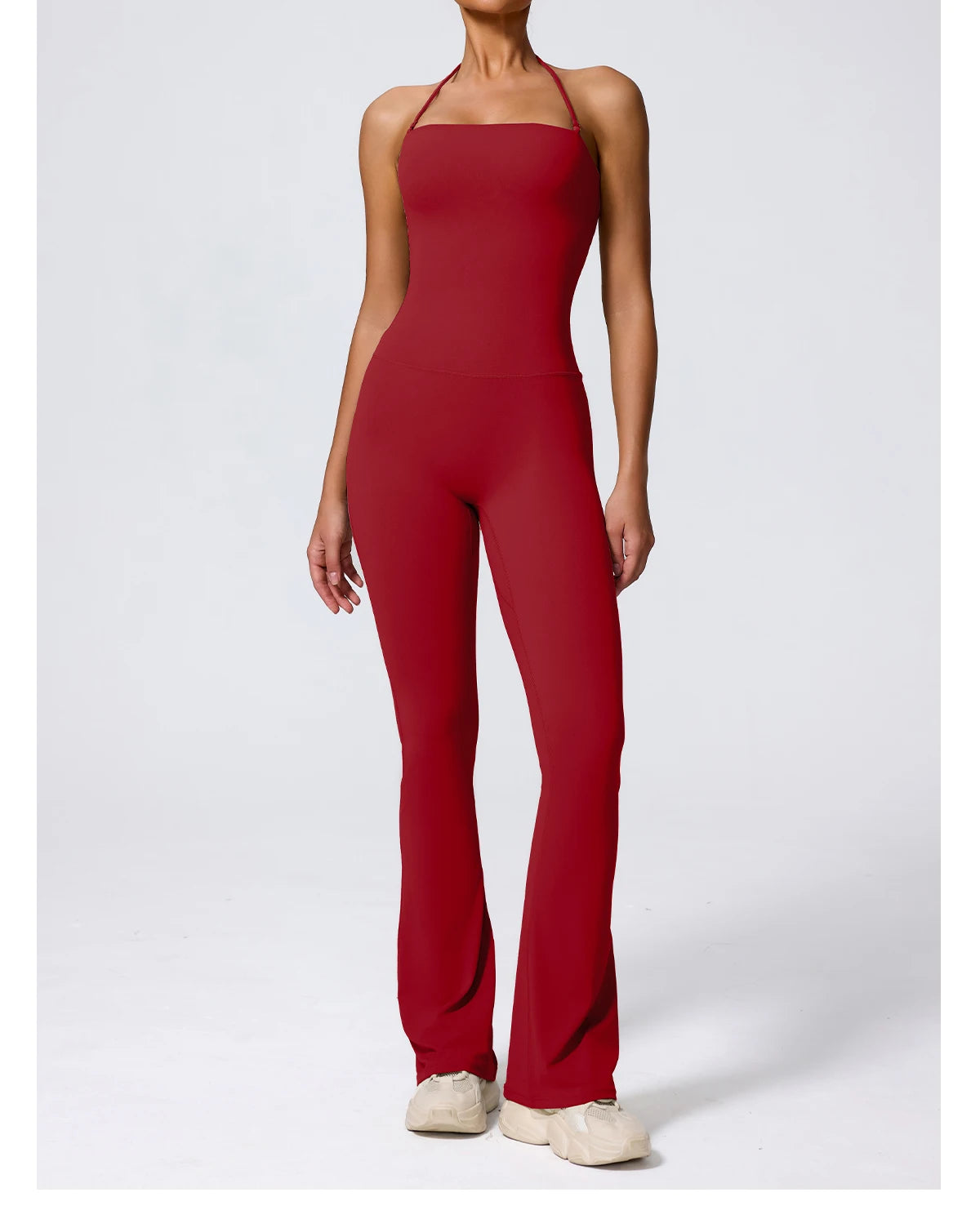 Ctenkevet New Women Sleeveless Hang Neck Jumpsuit Backless Flared Activewear Female Yoga Clothes Sport Outfit For Woman Overalls