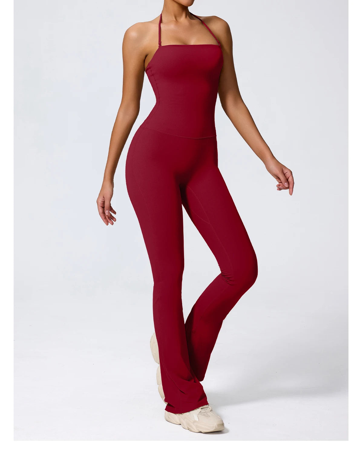 Ctenkevet New Women Sleeveless Hang Neck Jumpsuit Backless Flared Activewear Female Yoga Clothes Sport Outfit For Woman Overalls