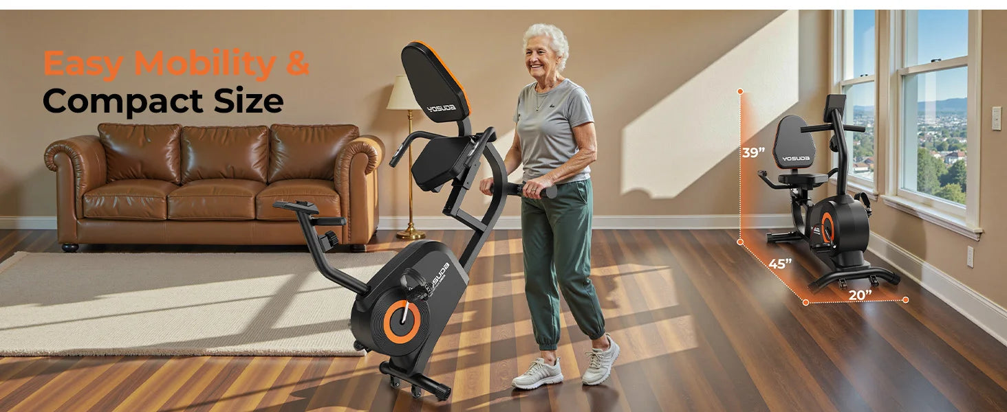 YOSUDA Recumbent Exercise Bike for Home,Magnetic Staionary Bike with Adjustable Seat,350LB Capacity,LCD Monitor