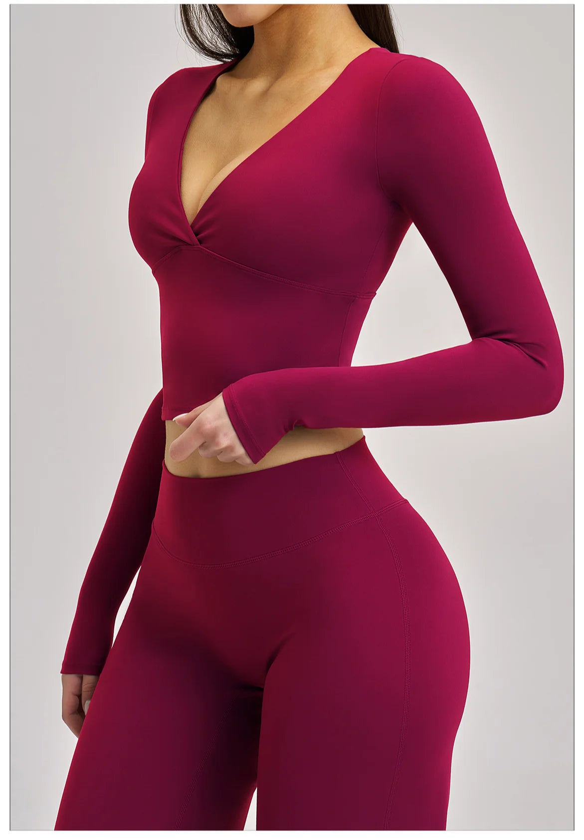 JUREN Yoga Long Sleeve Workout Top Gym Pilates Clothes Women Active Wear Sports Shirt Elastic Fitness Yoga Casual Running Shirts