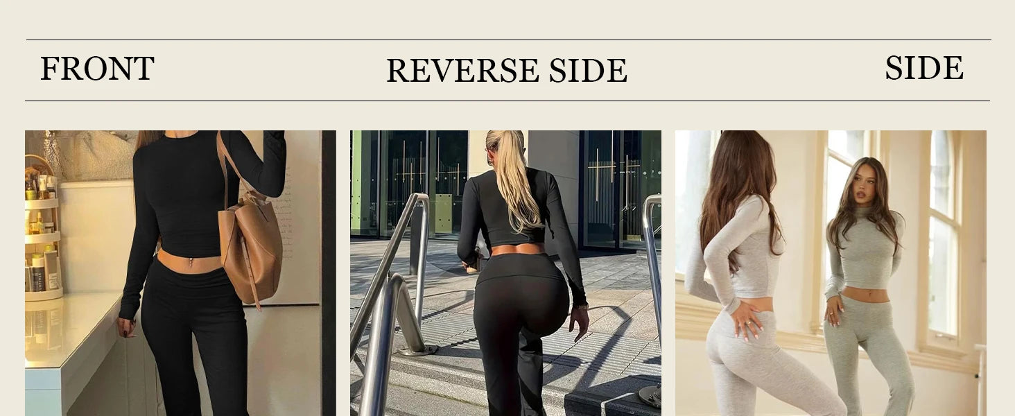 Women's Yoga Two-Piece Set Long-Sleeve Wide-Leg Activewear Set Casual Home Yoga Set Coordinated Set