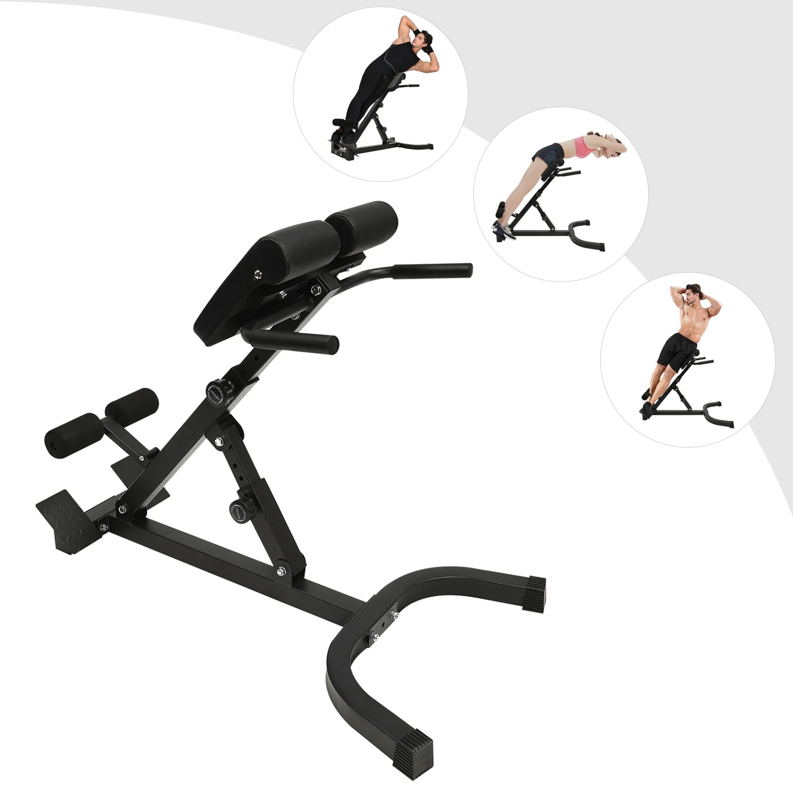 103*70*113 cm/ 40.55*27.55*44.48 in Black Home Fitness Workout Roman Chair Hyperextension Back Extension Bench Adjustable