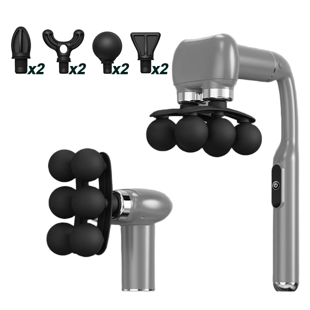 6-Heads Handhel Fascia Gun High Frequency Vibration Body Massage Gun Neck Shoulder Waist Back Handle Massager Fascia masajeador