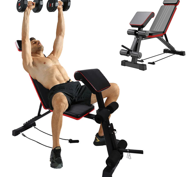 7-Level Foldable Adjustable Weight Dumbbell Bench Incline Multifunctional Bench/Headrest Leg Extended 770 lbs for Home Workouts