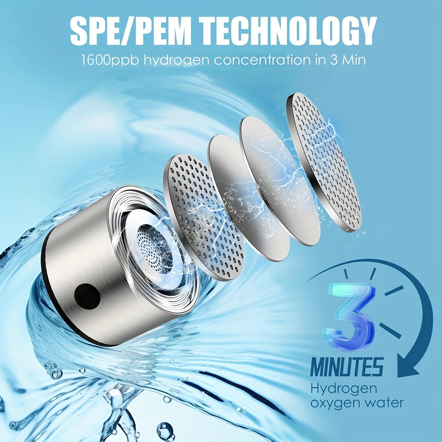 One hydrogen water bottle, hydrogen-rich water cup, USB-charged hydrogen electrolysis generator (3 minutes charge), fitness
