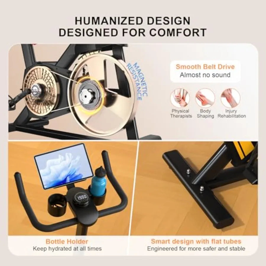 Indoor Cycling Bike for Home Exercise with Adjustable Magnetic Brake Pad Resistance Silent Belt Drive 330lbs Weight Ccity Upgra