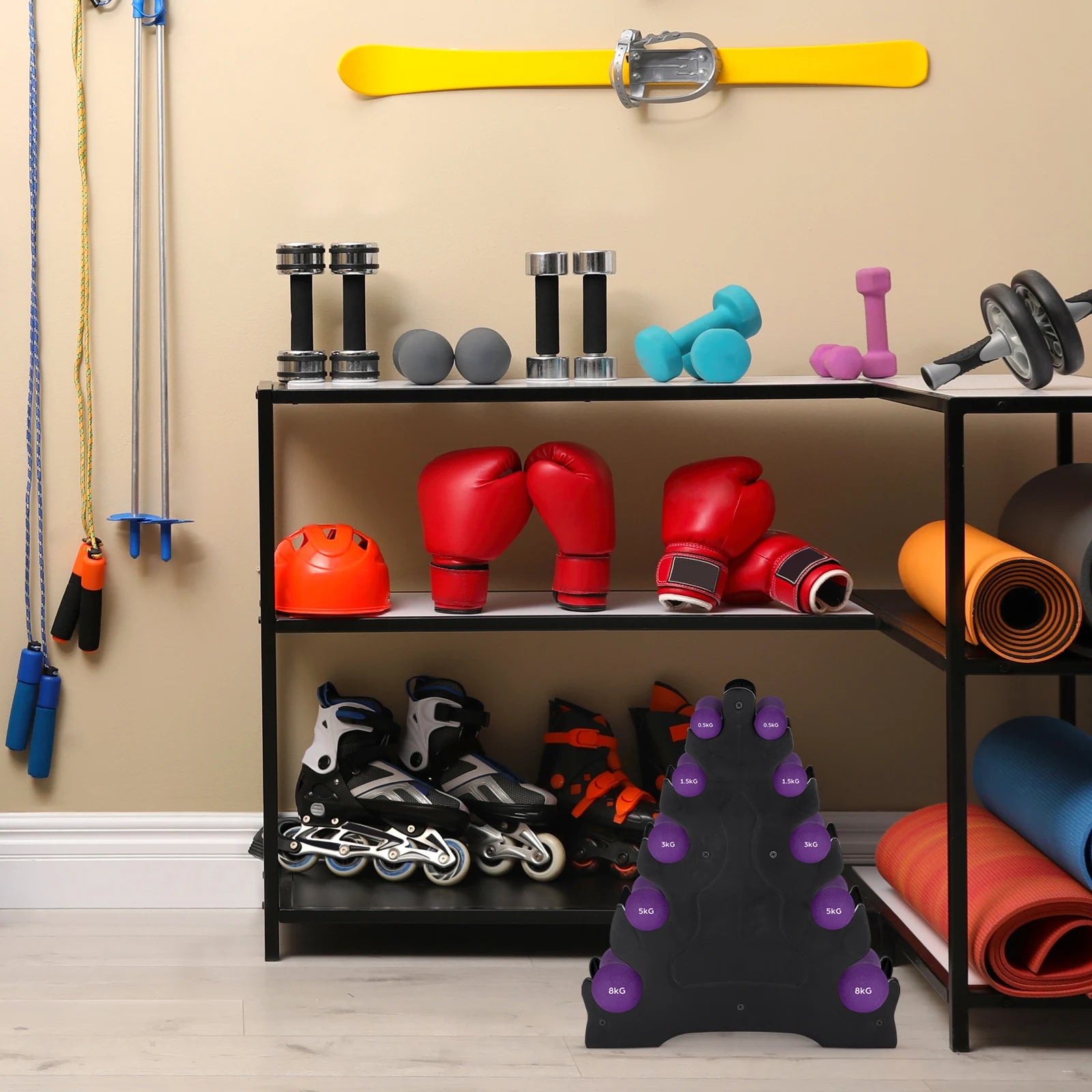 Kettlebell Rack Dumbbell Shelf Fitness Fixing Triangle Shaped Stand Dumbbell Storage Bracket Rack Holder Gym Accessories Strong